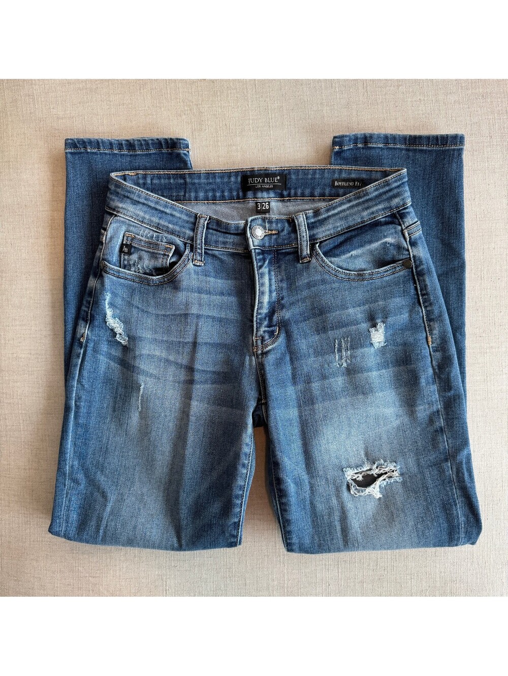 Judy Blue Boyfriend Fit Distressed Jeans Size 3/26 Style JB8275MD